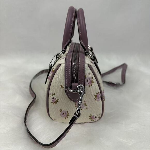 Coach Mini Rowan Crossbody Bag With Floral Print In Canvas/Chalk CAL69 NWT - Picture 4 of 12